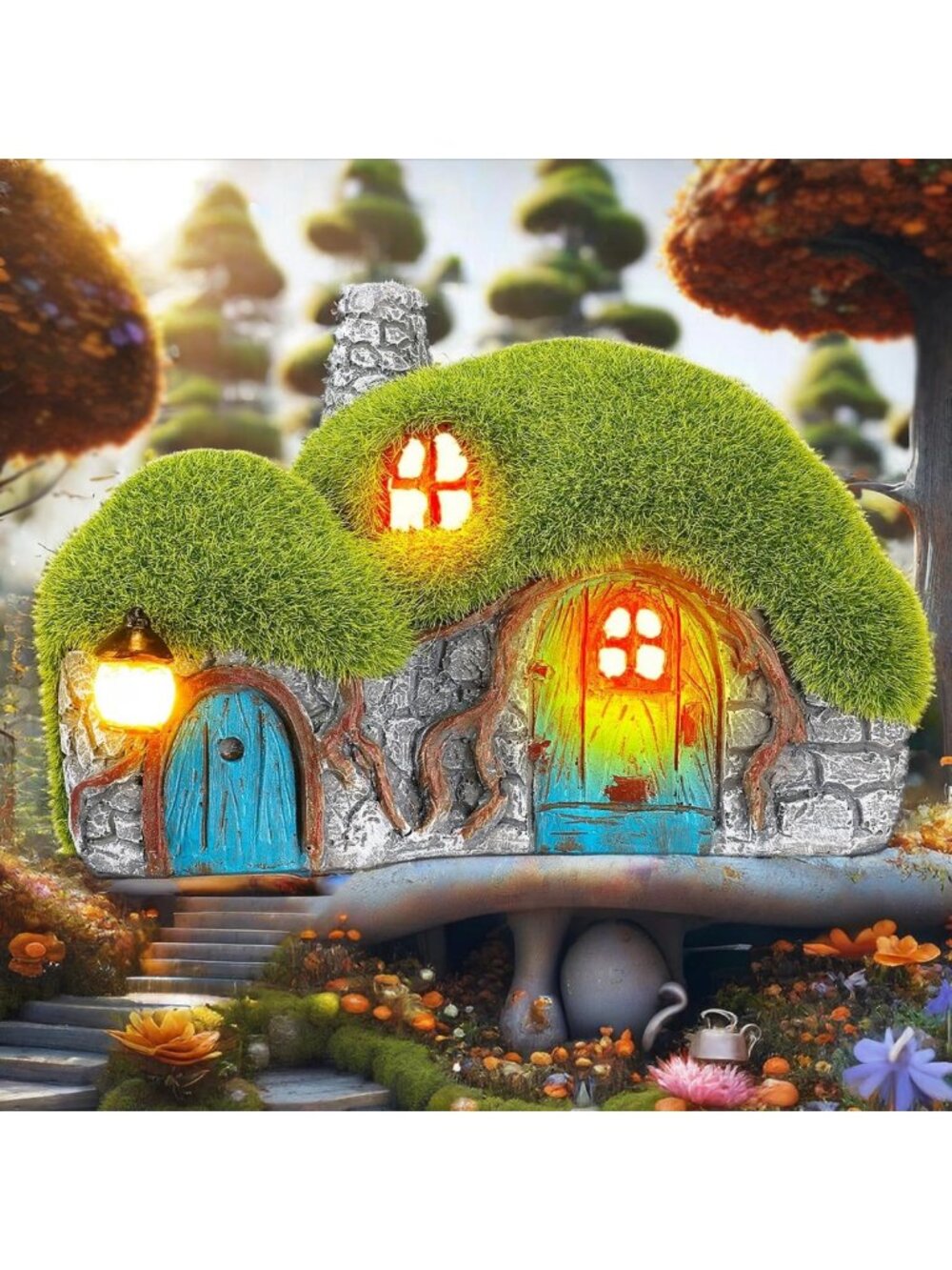 Solar Garden Statue Lights - Outdoor Figurines for Home & Yard Decor, Cottage